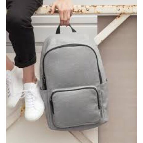 Everlane Cotton Canvas Modern Zip Backpack Rucksack Slate Grey Laptop main image 7